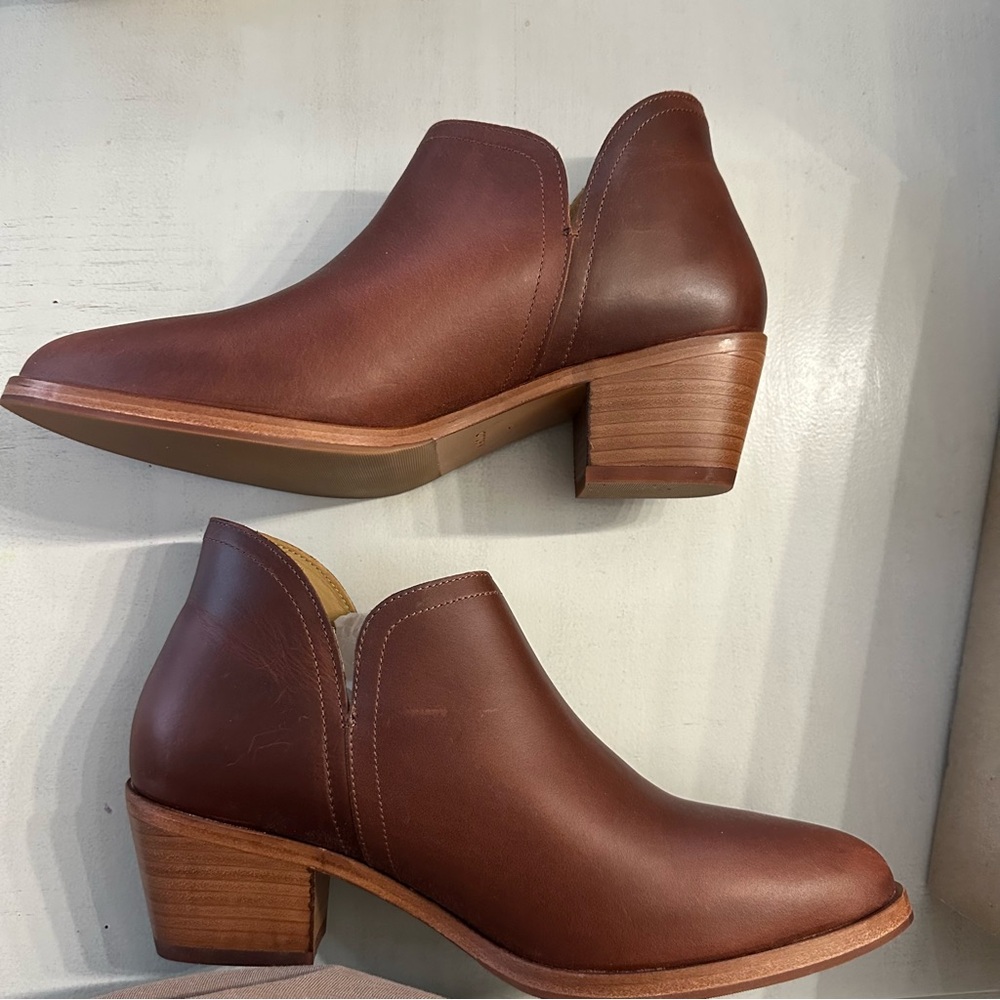 Nosolo Women’s Mia Ankle Bootie Low Cut Leather Slip-On in Terracotta Sz 11 NIB - Picture 7 of 11